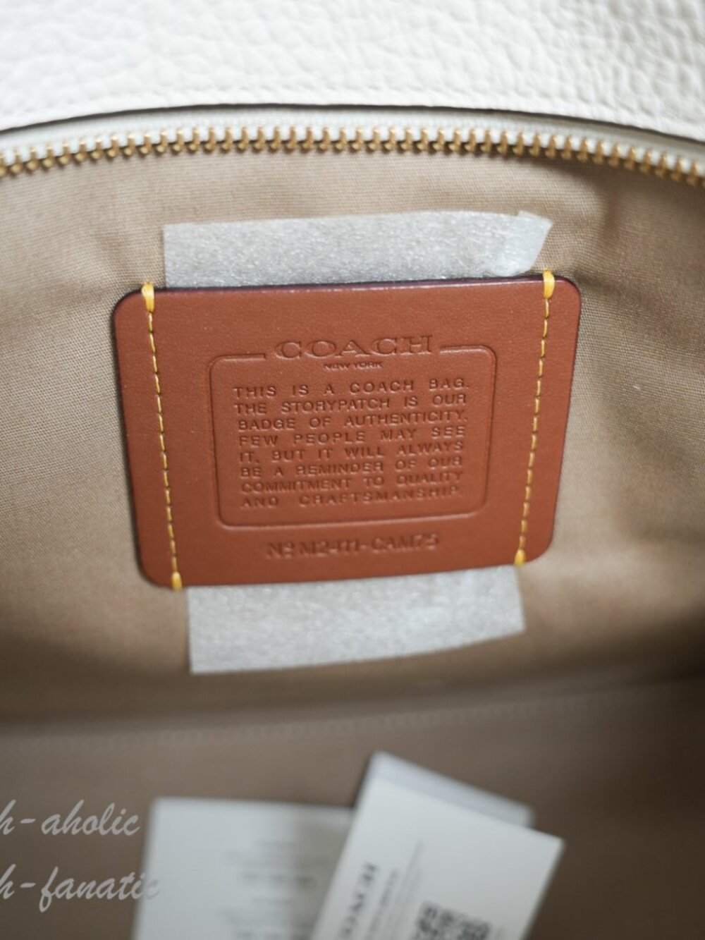 Coach CAM75 Cargo Tote Medium Crossbody Bag in Chalk Leather NWT - Picture 12 of 14